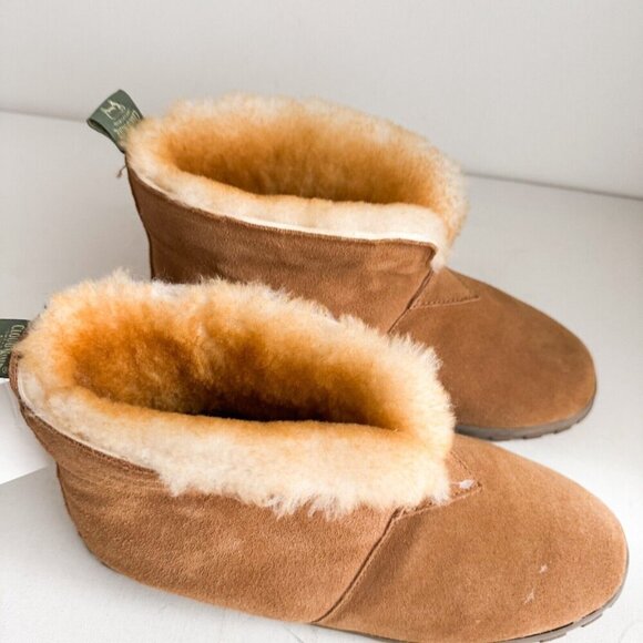 Cloud Nine Sheep Skin Suede Brown High Top Bootie Slippers 11 - Picture 3 of 7